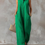 Sleeveless Stand Collar Wide Leg Jumpsuit