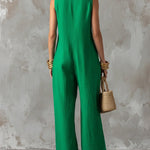 Sleeveless Stand Collar Wide Leg Jumpsuit
