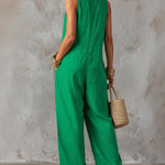 Sleeveless Stand Collar Wide Leg Jumpsuit