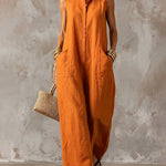 Sleeveless Stand Collar Wide Leg Jumpsuit