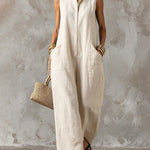 Sleeveless Stand Collar Wide Leg Jumpsuit