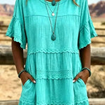 Crewneck Tiered Ruffle Midi Dress