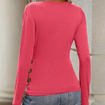 Slim Fit Wrap V-Neck Long Sleeve Top