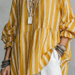 Ruffle Stand Collar Striped Babydoll Top