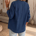 Lightweight Washed Cotton Faux Denim Jacket