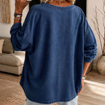 Casual 100% Cotton Denim Style Long Sleeve Blouse