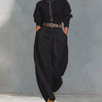 Modern Minimalist Loose Long Sleeve Top and Harem Pants Set