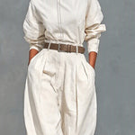 Modern Minimalist Loose Long Sleeve Top and Harem Pants Set