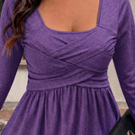 Chic Long Sleeve A-Line Crossover Ruched Peplum Top
