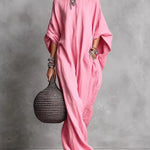 Casual Loose Boatneck Batwing Sleeve Maxi Dress With Pockets