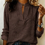 Elegant Casual Floral Print Notch Neck Blouse