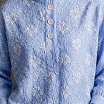 Grace Floral Embroidered Stand Collar Blouse