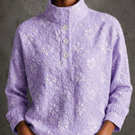 Grace Floral Embroidered Stand Collar Blouse