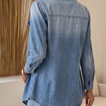 Asymmetric Hem Open Front Denim Jacket