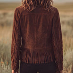 Retro Style Vegan Suede Fringe Jacket