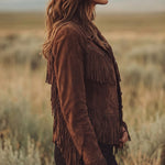 Retro Style Vegan Suede Fringe Jacket