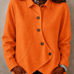 Modern Asymmetric Placket Waffle Shirt