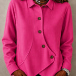 Modern Asymmetric Placket Waffle Shirt