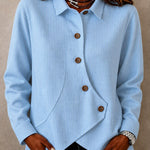 Modern Asymmetric Placket Waffle Shirt
