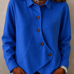 Modern Asymmetric Placket Waffle Shirt