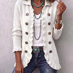 Casual Ruffle Trim Knit Cardigan