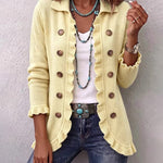 Casual Ruffle Trim Knit Cardigan