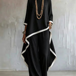 Minimalist Loose Contrast Trim Matching Set