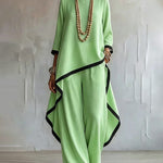 Minimalist Loose Contrast Trim Matching Set