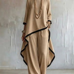 Minimalist Loose Contrast Trim Matching Set