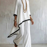 Minimalist Loose Contrast Trim Matching Set