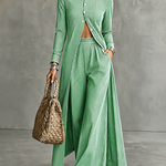 Elevated Casual Stripe Longline Shirt Pants Set