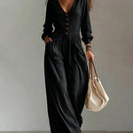 Comfort V-neck Long Sleeves Jumpsuit