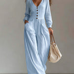 Comfort V-neck Long Sleeves Jumpsuit