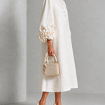 Floral Cuff Button Front Lantern Sleeve Maxi Dress