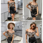 Off Shoulder Puff Sleeve Ruffle Trim Tops Bodysuits - Zeagoo (Us Only)