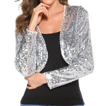 Sequin Shrug Glitter Bolero Jackets with Sparkly Blazer Long Sleeve Cropped Cardigan - Zeagoo (Us Only)