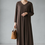 Solid Color V Neck Sweatshirt Dress