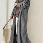 Solid Color Zip-up Oversized Long Hoodie