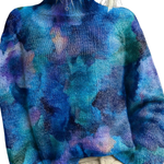 Patsy | Abstract WaterColor Floral Knit Turtleneck Sweater