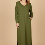 V Neck Slit Hem Sweatshirt Dress