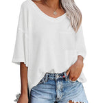 Loose Blouse Casual V Neck Shirt - Zeagoo (Us Only)