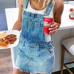 Blue Denim Casual Overall Mini Dress