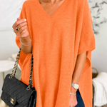 10 Colors V Neck Loose Fit Solid Poncho Sweater