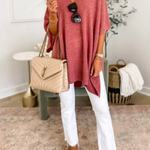10 Colors V Neck Loose Fit Solid Poncho Sweater