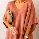10 Colors V Neck Loose Fit Solid Poncho Sweater