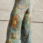 Margovil Leopard Floral Print Wide Leg Pocketed Pants