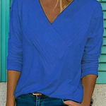 Margovil V-neck Long Sleeve Solid Basic Shirts