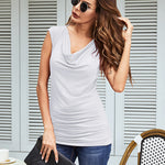 Ruched Cowl Neck Tank Tops - Zeagoo (Us Only)