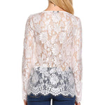 Sexy Sheer Floral Lace Blouse Top - Zeagoo (Us Only)