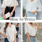 Swiss Dot Chiffon 3/4 Ruffle Sleeve Blouse - Zeagoo (Us Only)